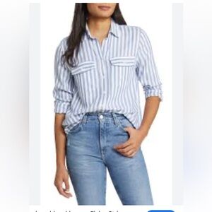 Beachlunchlounge Light Blue and White Striped Shirt